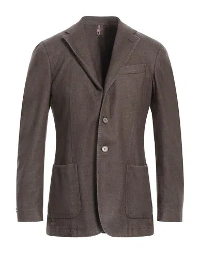Santaniello Man Blazer Brown Size 40 Wool, Polyester In Brown