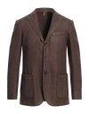 Santaniello Man Blazer Brown Size 40 Wool, Polyester In Brown