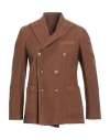 Santaniello Man Blazer Brown Size 44 Cotton, Linen