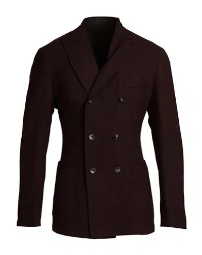 Santaniello Man Blazer Burgundy Size 40 Polyester, Wool, Elastane In Black