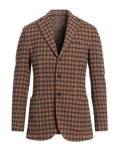 Santaniello Man Blazer Camel Size 40 Cotton In Beige