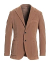 Santaniello Man Blazer Camel Size 38 Cotton, Elastane In Beige
