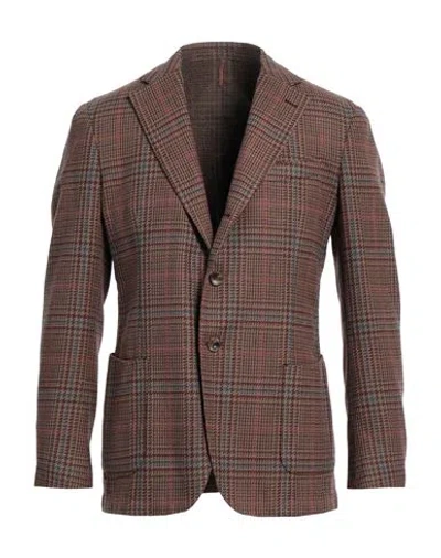 Santaniello Man Blazer Camel Size 40 Cotton, Wool, Polyamide In Beige