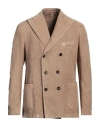 Santaniello Man Blazer Camel Size 42 Cotton, Linen In Beige