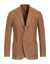 Santaniello Man Blazer Camel Size 38 Cotton, Elastane In Beige