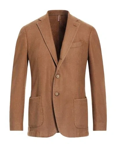 Santaniello Man Blazer Camel Size 46 Wool, Polyester In Beige