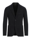 Santaniello Man Blazer Charcoal Size 38 Cotton, Elastane In Black