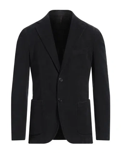 Santaniello Man Blazer Charcoal Size 38 Cotton, Elastane In Grey