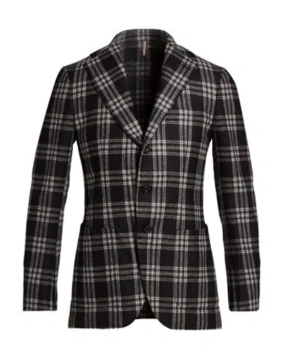 Santaniello Man Blazer Charcoal Size 38 Super 130s Wool In Grey