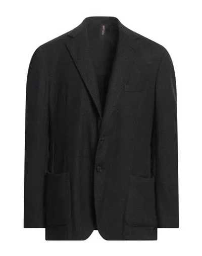 Santaniello Man Blazer Charcoal Size 46 Wool, Polyamide, Viscose, Silk In Grey