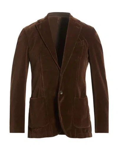 Santaniello Man Blazer Chocolate Brown Size 38 Cotton