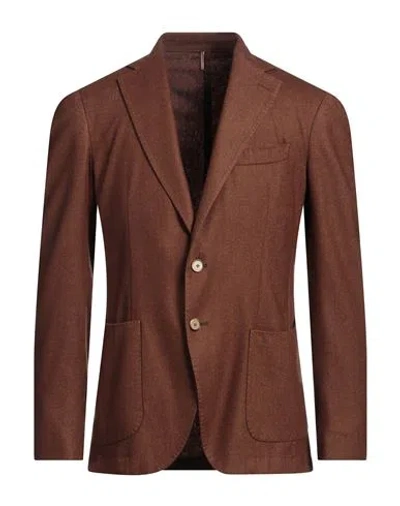 Santaniello Man Blazer Chocolate Brown Size 38 Wool, Polyester