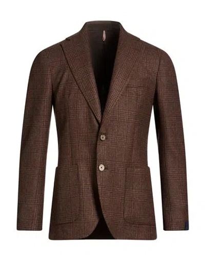Santaniello Man Blazer Dark Brown Size 36 Wool