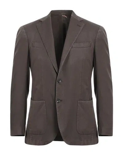 Santaniello Man Blazer Dark Brown Size 40 Wool
