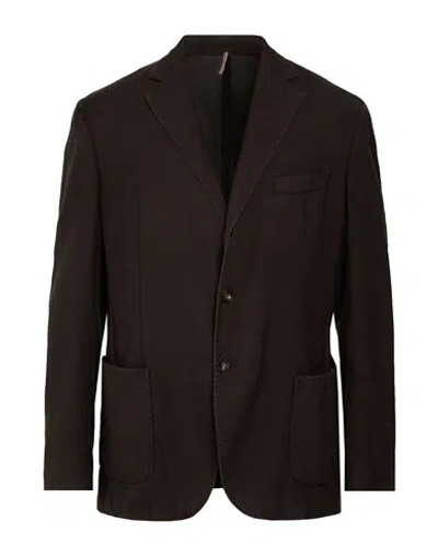 Santaniello Man Blazer Dark Brown Size 42 Wool