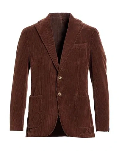 Santaniello Man Blazer Dark Brown Size 44 Cotton