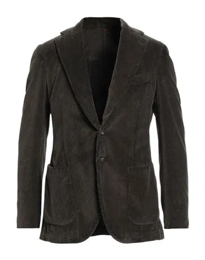 Santaniello Man Blazer Dark Green Size 38 Cotton In Green