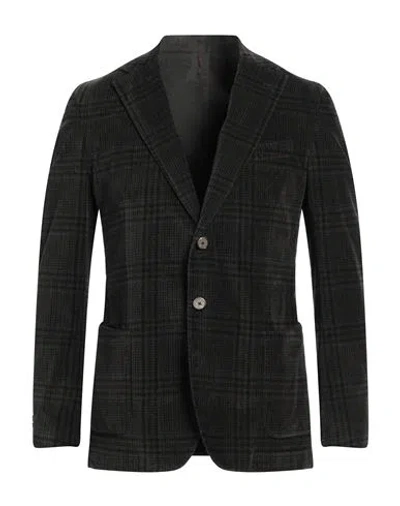Santaniello Man Blazer Dark Green Size 46 Cotton, Elastane