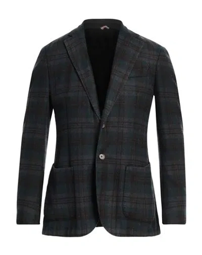 Santaniello Man Blazer Deep Teal Size 44 Wool, Polyamide In Green