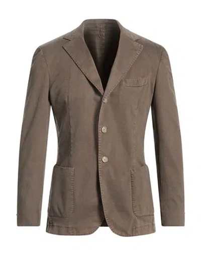 Santaniello Man Blazer Grey Size 40 Cotton, Elastane In Gray