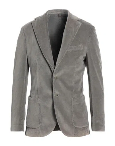 Santaniello Man Blazer Grey Size 40 Cotton, Elastane