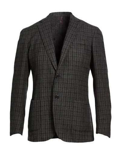 Santaniello Man Blazer Grey Size 40 Cotton, Wool In Multi