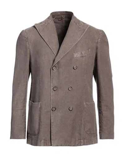 Santaniello Man Blazer Grey Size 40 Cotton, Linen In Grey