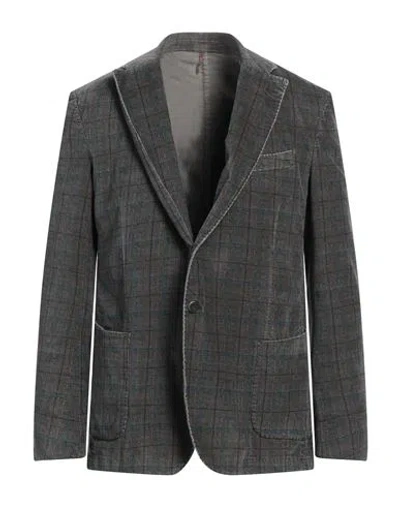 Santaniello Man Blazer Grey Size 44 Cotton, Elastane
