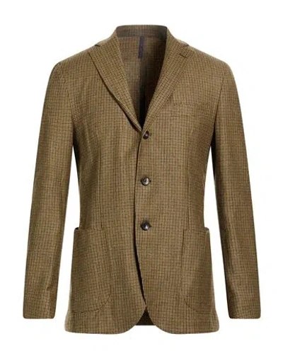 Santaniello Man Blazer Khaki Size 38 Wool In Brown