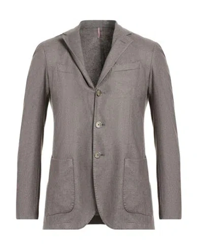 Santaniello Man Blazer Khaki Size 44 Wool, Polyester In Brown