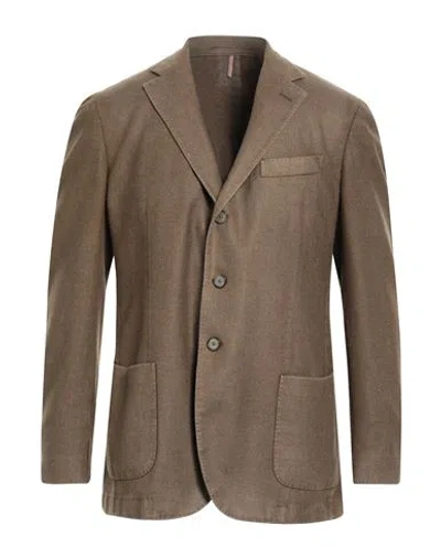 Santaniello Man Blazer Khaki Size 44 Wool, Polyester In Neutral
