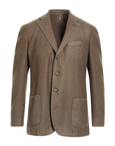 Santaniello Man Blazer Khaki Size 44 Wool, Polyester In Beige