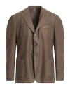 Santaniello Man Blazer Khaki Size 48 Wool, Polyester In Brown