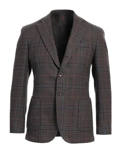 Santaniello Man Blazer Lead Size 42 Cotton, Wool, Polyamide In Grey