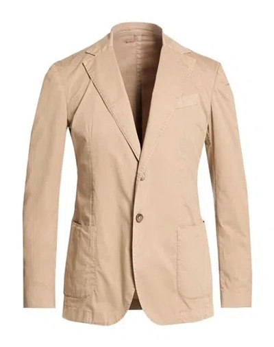 Santaniello Man Blazer Light Brown Size 40 Cotton, Elastane