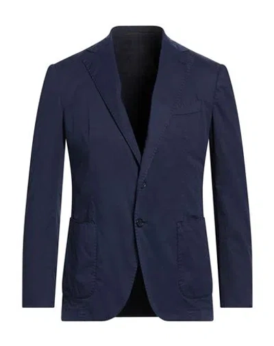 Santaniello Man Blazer Midnight Blue Size 38 Cotton, Elastane