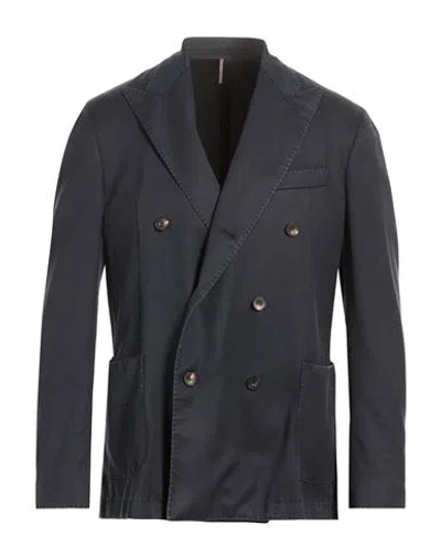 Santaniello Man Blazer Midnight Blue Size 38 Wool In Black