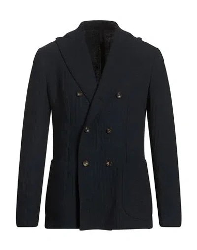 Santaniello Man Blazer Midnight Blue Size 40 Polyester, Wool, Elastane In Multi