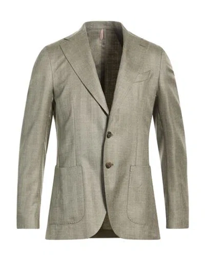 Santaniello Man Blazer Military Green Size 38 Wool, Silk, Linen