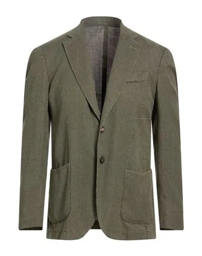 Santaniello Man Blazer Military Green Size 44 Cotton, Linen