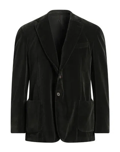 Santaniello Man Blazer Military Green Size 46 Cotton In Green