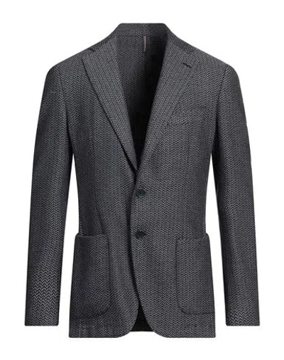 Santaniello Man Blazer Navy Size 42 Wool, Cotton, Polyamide, Polyester In Navy Blue