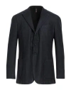 Santaniello Man Blazer Navy Blue Size 44 Wool, Polyester In Black
