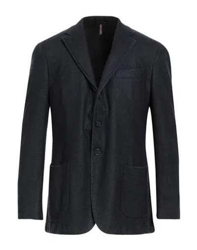 Santaniello Man Blazer Navy Size 44 Wool, Polyester In Navy Blue