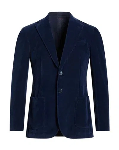 Santaniello Man Blazer Navy Size 36 Cotton In Multi