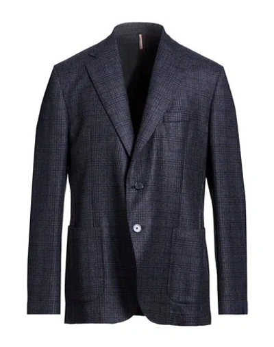 Santaniello Man Blazer Navy Size 36 Wool In Animal Print