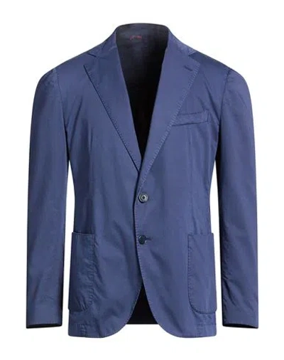 Santaniello Man Blazer Midnight Blue Size 40 Cotton, Elastane