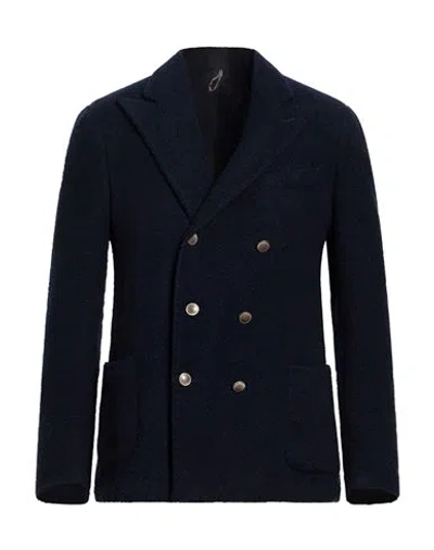 Santaniello Man Blazer Navy Size 40 Wool, Polyamide, Elastane In Blue