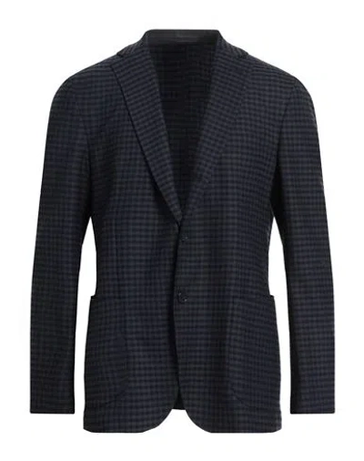 Santaniello Man Blazer Navy Size 40 Wool, Polyester, Elastane