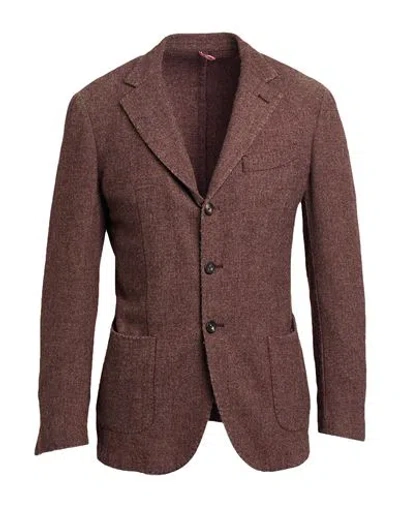 Santaniello Man Blazer Rust Size 42 Cotton, Polyester In Brown